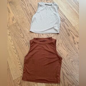 Sleeveless Tan and Cream Tops